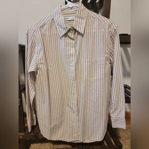 Women's Oversized Sonoma Beige and White Striped Shirt